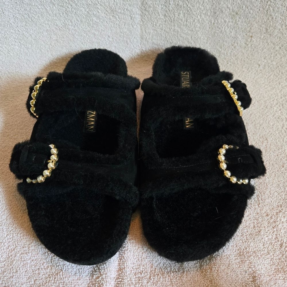 Stuart Weitzman Piper Chill Slide Sandals Black Size 8.5